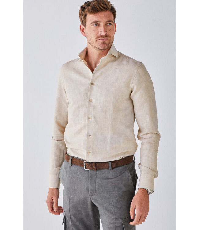 slim fit overhemd beige