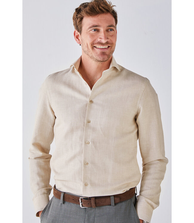 slim fit overhemd beige