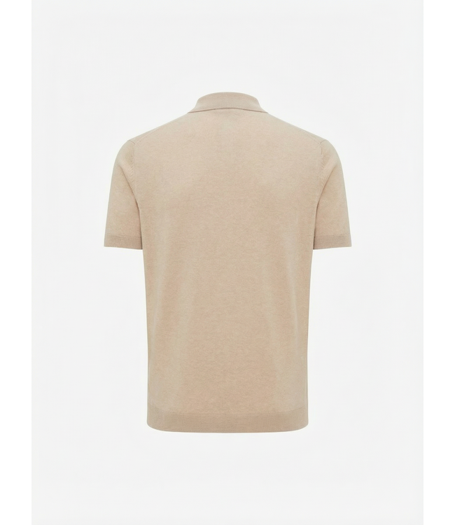gebreide korte mouw polo beige