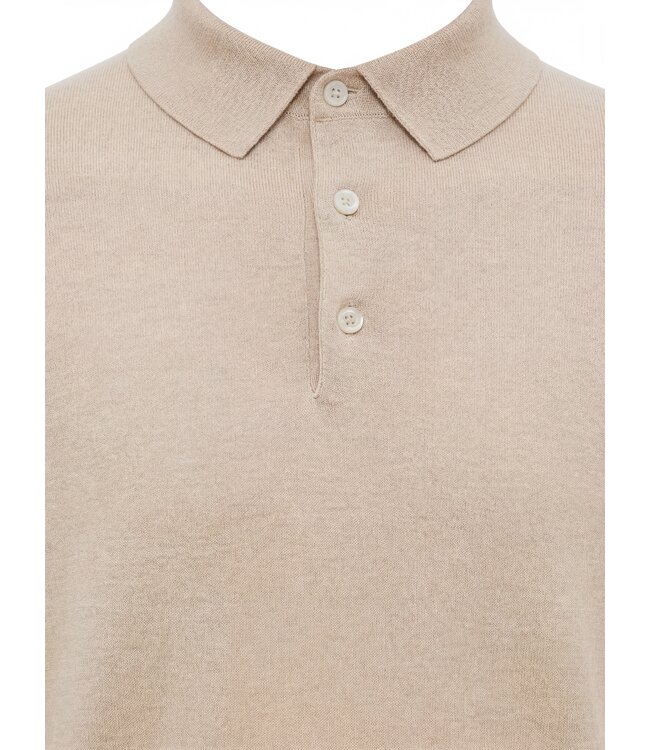 gebreide korte mouw polo beige