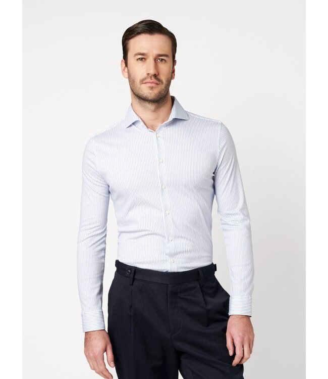 jersey overhemd lichtblauw streep