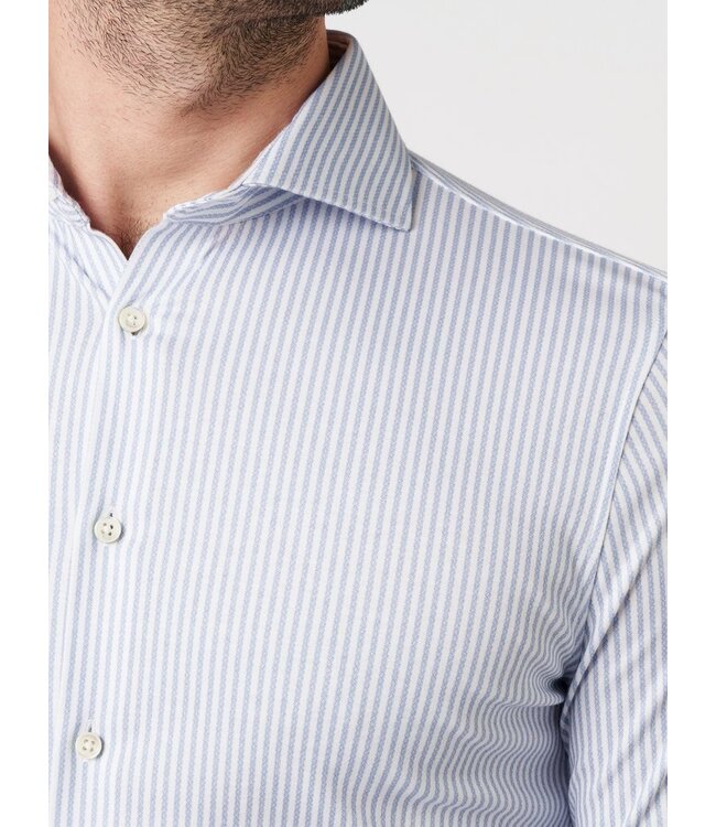 jersey overhemd lichtblauw streep