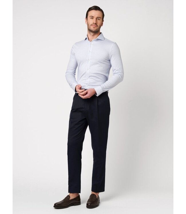 jersey overhemd lichtblauw streep