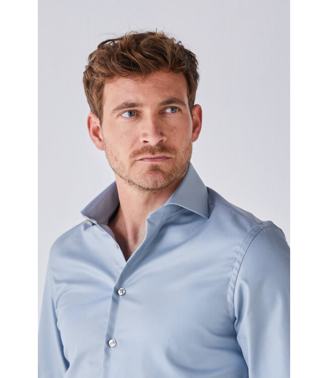 slim fit strijkvrij overhemd blauw