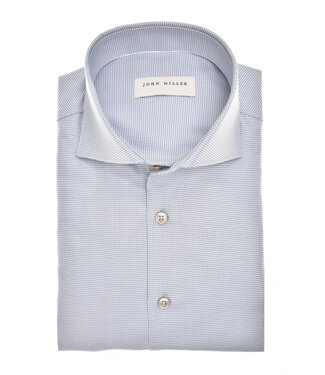 John Miller slim fit strijkvrij overhemd blauw dessin
