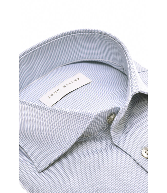 slim fit strijkvrij overhemd blauw dessin