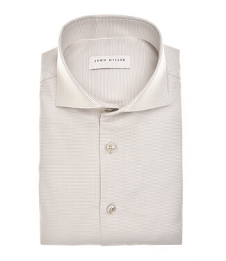 John Miller slim fit overhemd lichtgrijs dessin