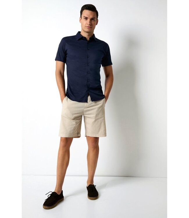 jersey overhemd korte mouw marine