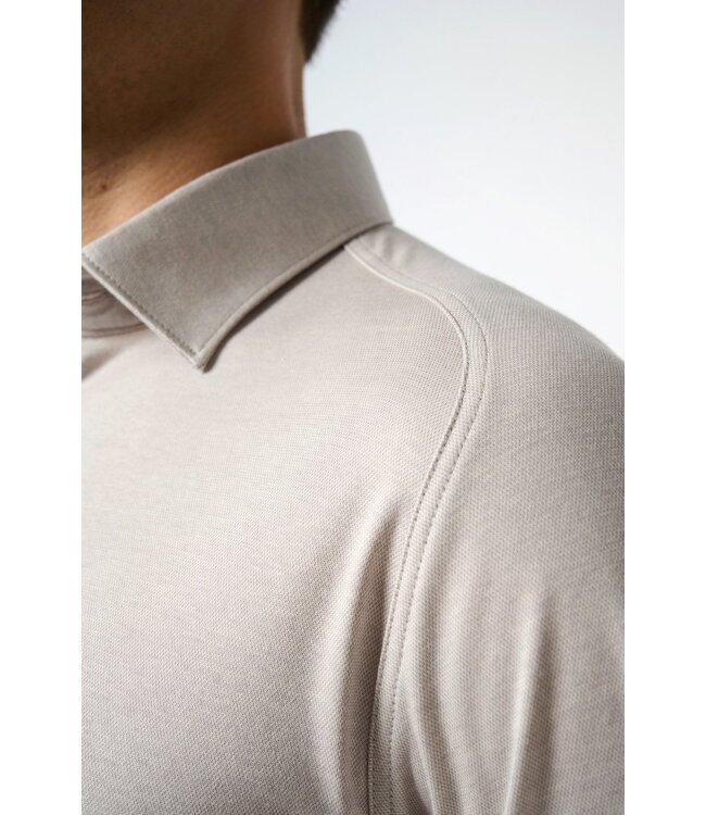 jersey overhemd korte mouw beige