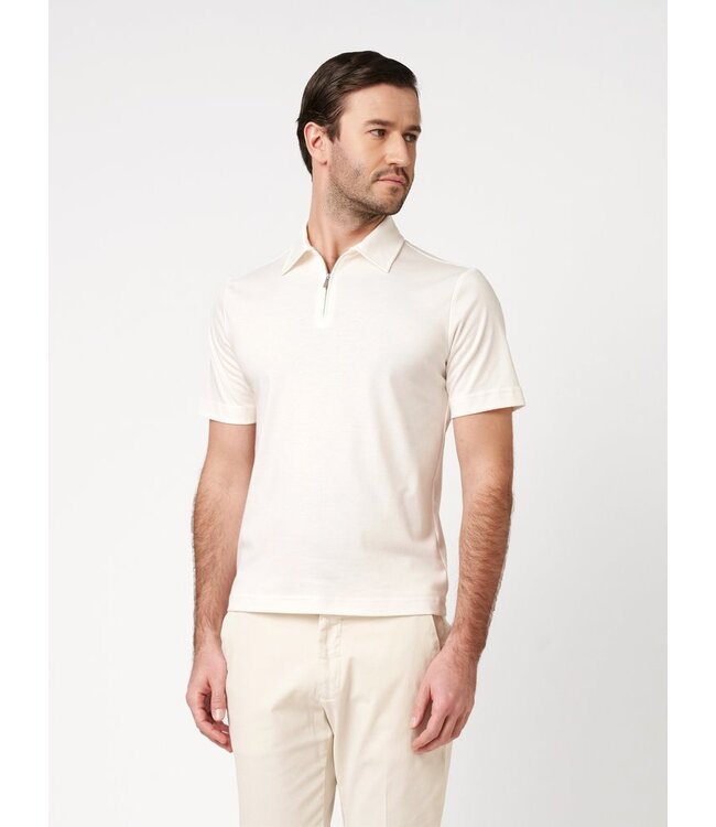 halfzip polo korte mouw ivoor