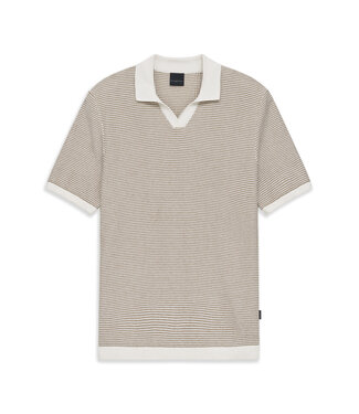 Bugatti polo korte mouw cognac melange