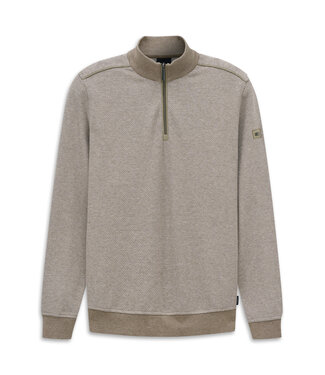 Bugatti halfzip trui beige melange