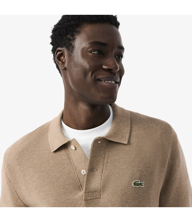 classic fit gebreide polo beige