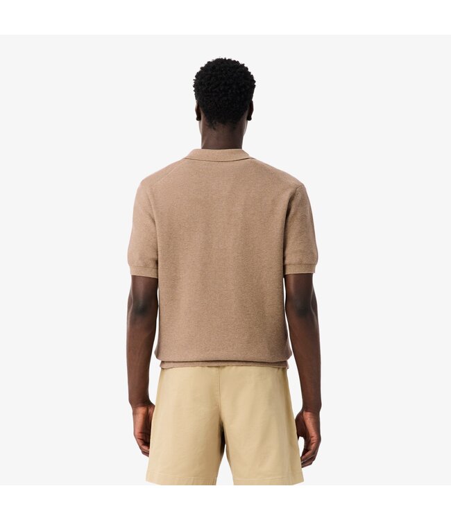 classic fit gebreide polo beige