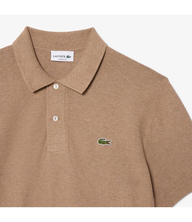 classic fit gebreide polo beige