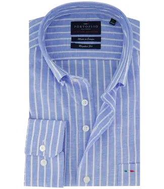 Portofino regular fit overhemd blauw streep