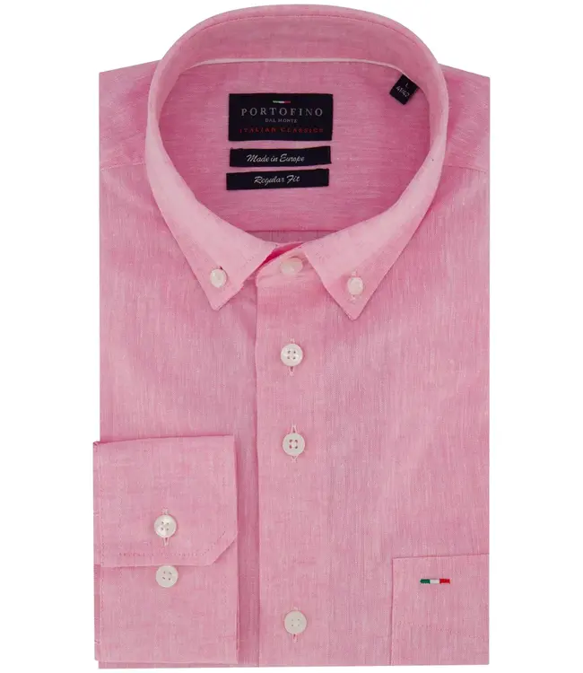regular fit overhemd roze gemeleerd