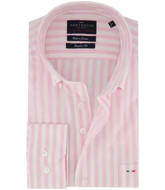 Portofino regular fit overhemd roze streep