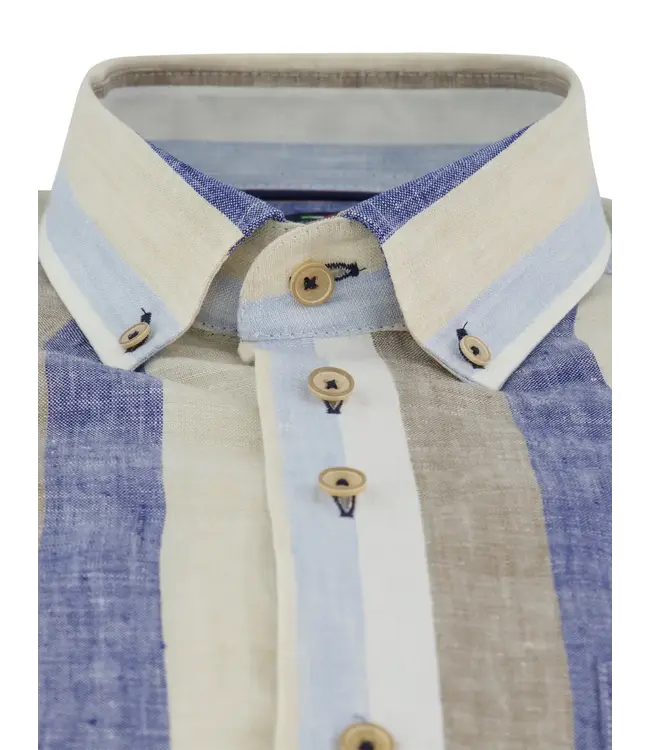 regular fit overhemd  blauw beige balk