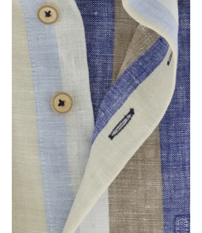regular fit overhemd  blauw beige balk