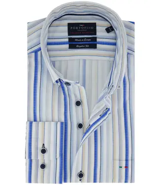 Portofino regular fit overhemd blauw streep