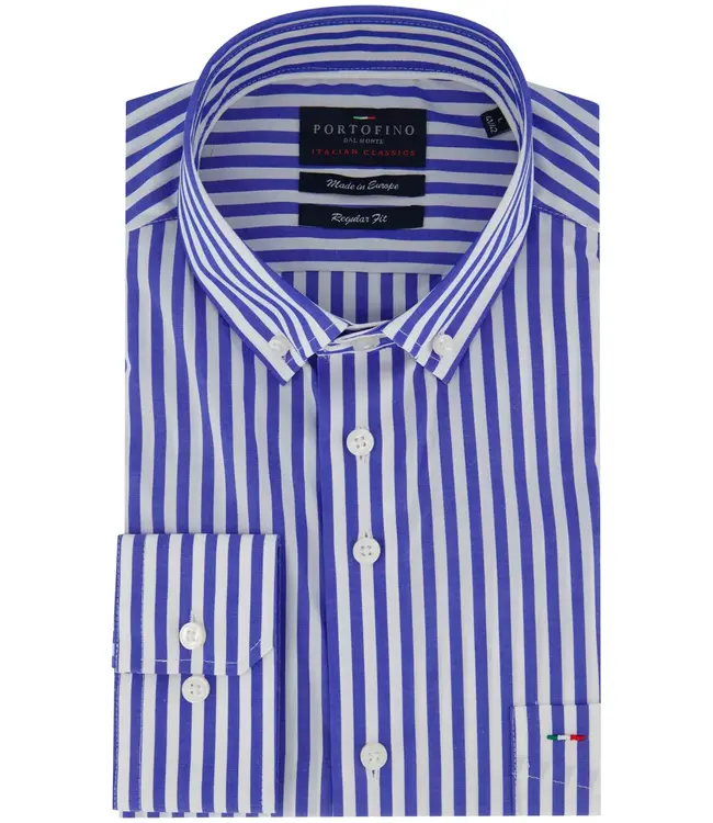 regular fit overhemd blauw streep