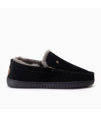 Warmbat Grizzly suède pantoffel zwart