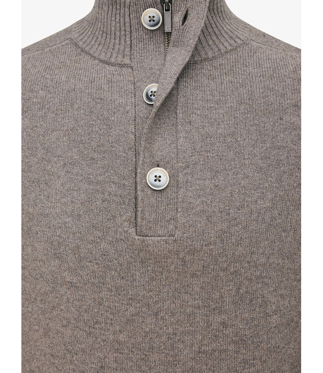 half buttonzip trui bruin