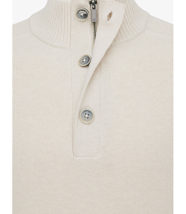 half buttonzip trui zand