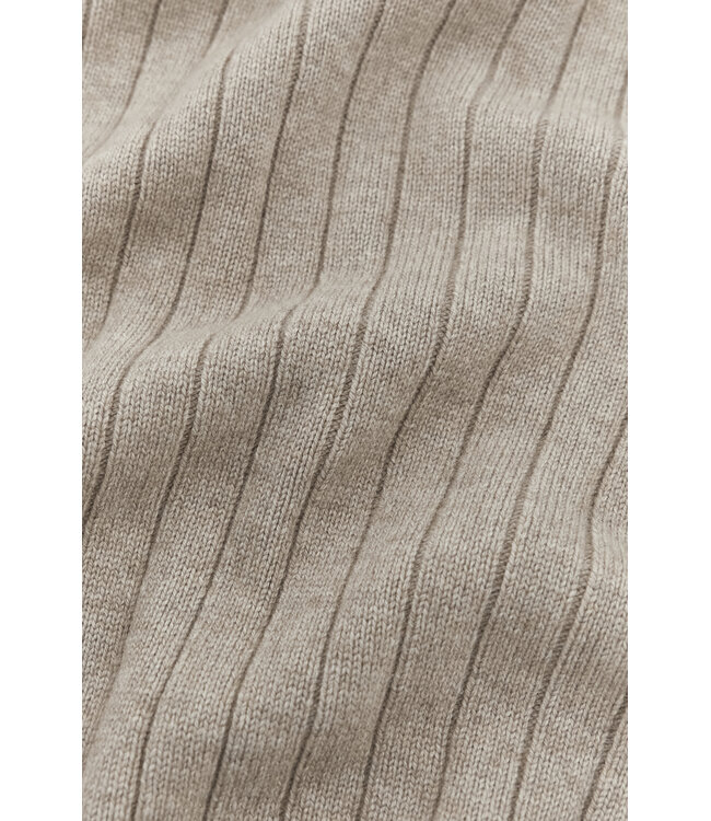 wol cashmere half zip trui beige