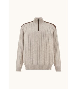 Paul & Shark wol cashmere half zip trui beige