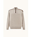 wol cashmere half zip trui beige