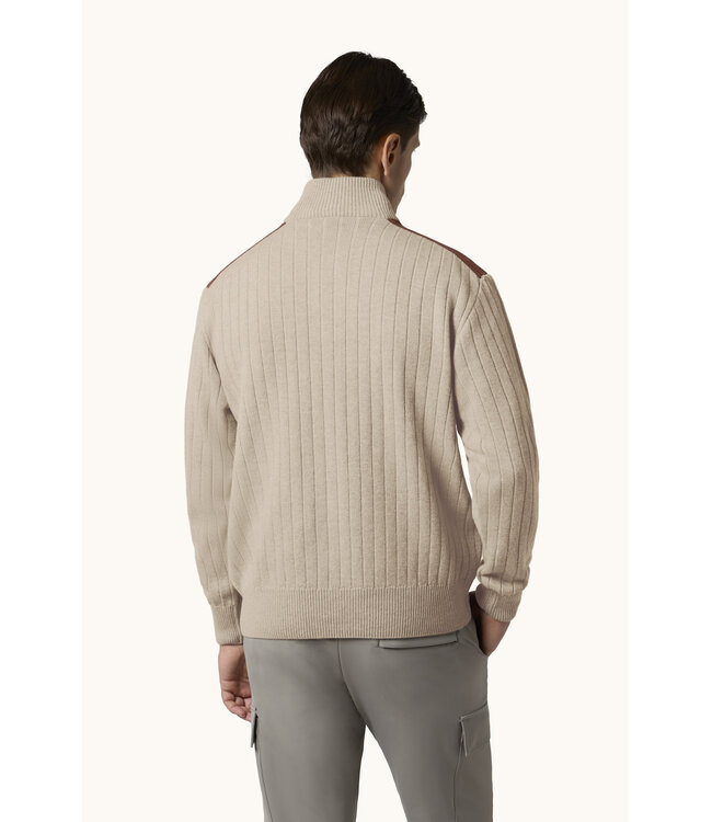 wol cashmere half zip trui beige