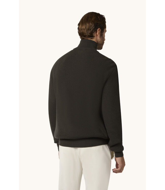 tech wol half zip trui bruin