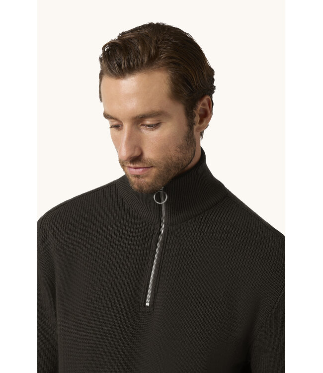 tech wol half zip trui bruin