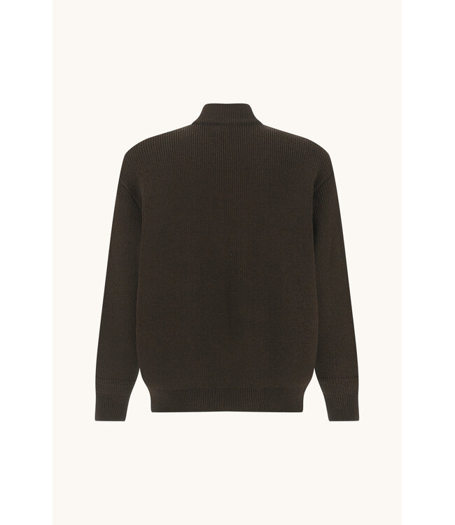 tech wol half zip trui bruin