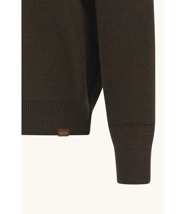 tech wol half zip trui bruin