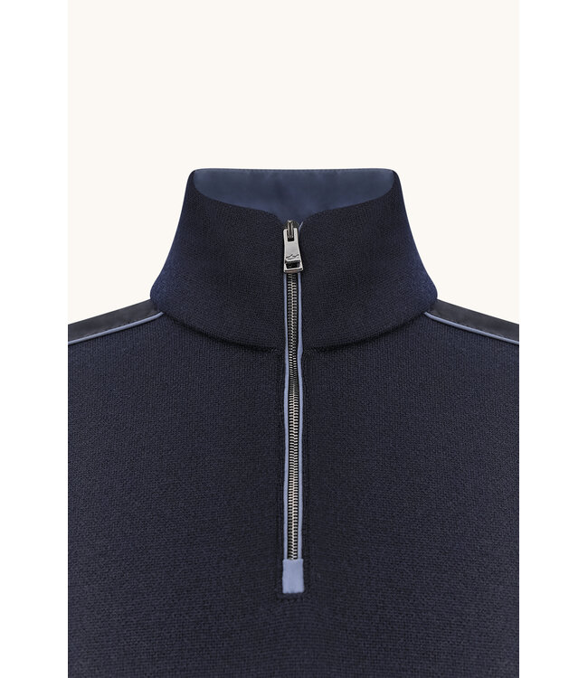 wollen half zip trui marine