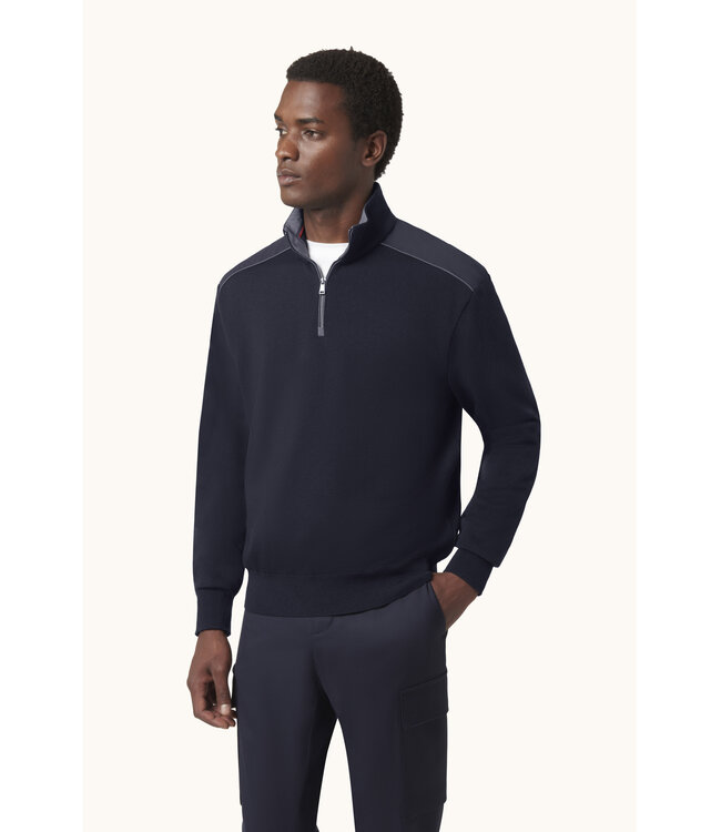 wollen half zip trui marine