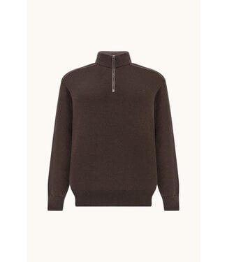 Paul & Shark wollen half zip trui bruin