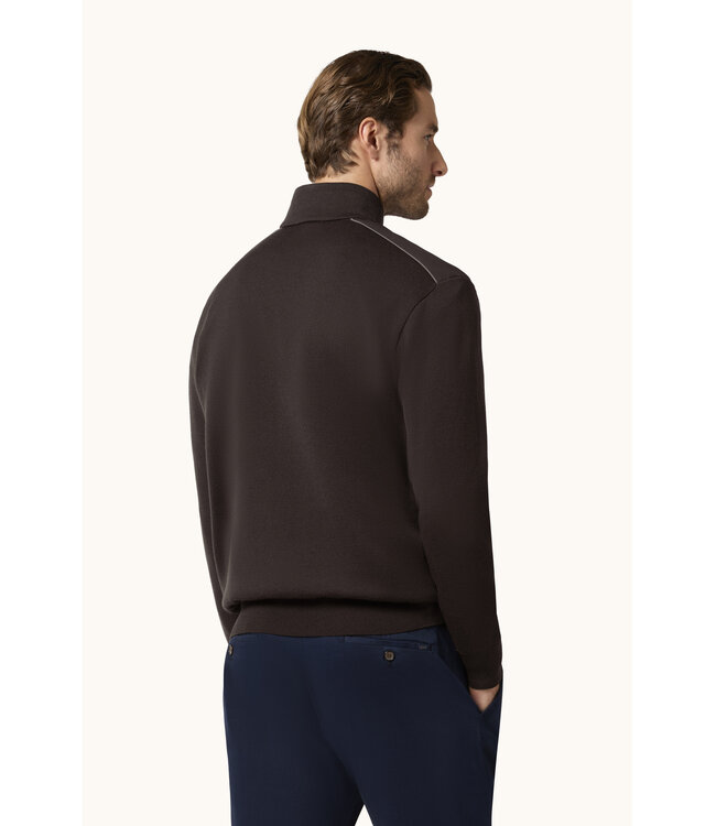 wollen half zip trui bruin