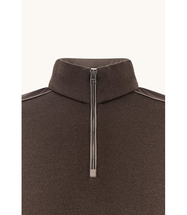 wollen half zip trui bruin