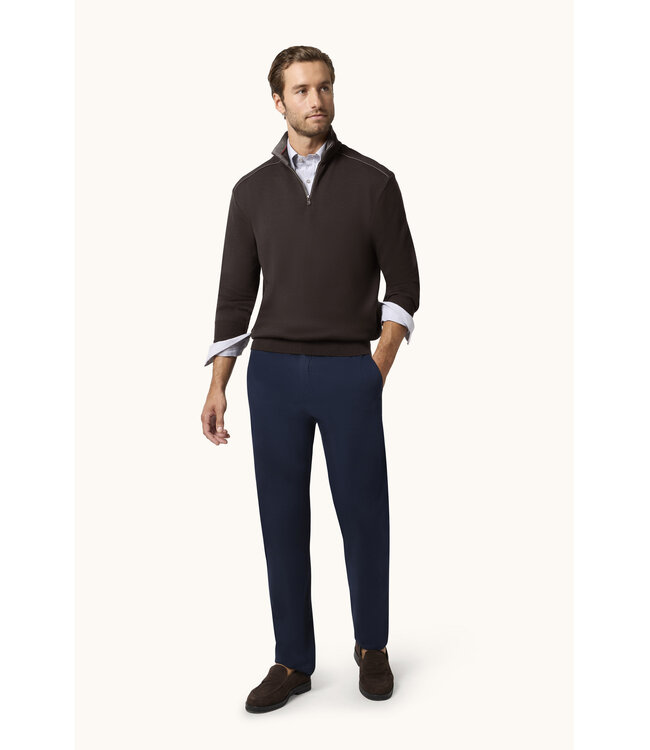 wollen half zip trui bruin