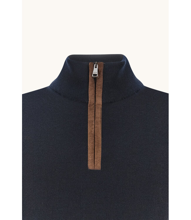 X-Soft wollen half zip trui marine