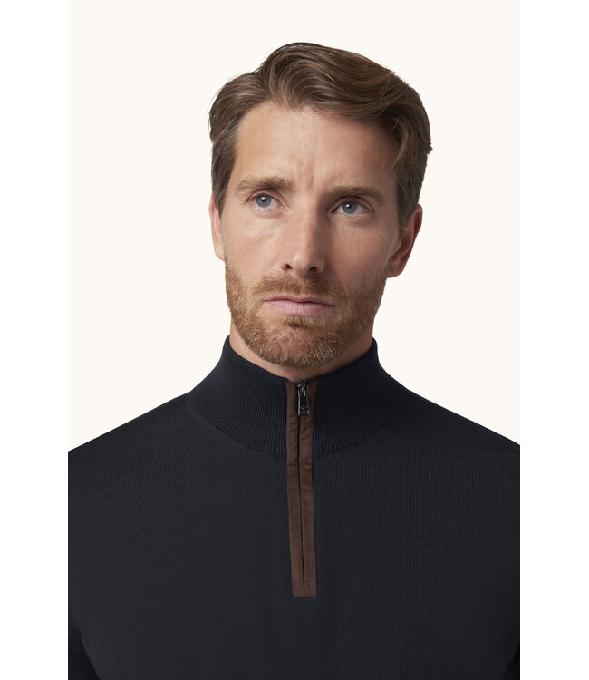 X-Soft wollen half zip trui marine