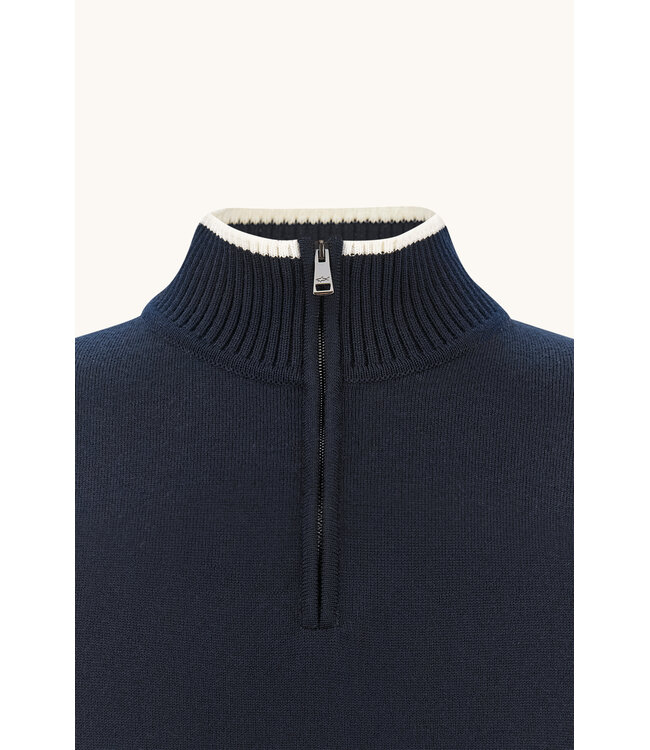 wollen half zip trui marine