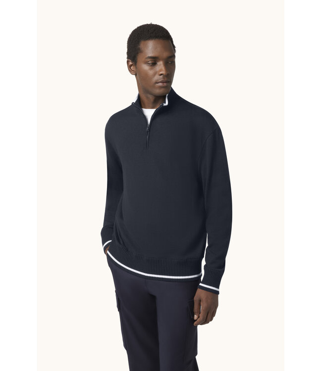 wollen half zip trui marine