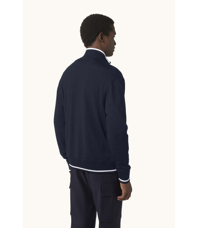wollen half zip trui marine