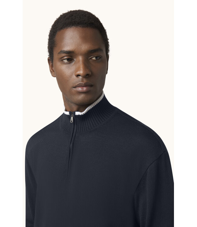 wollen half zip trui marine