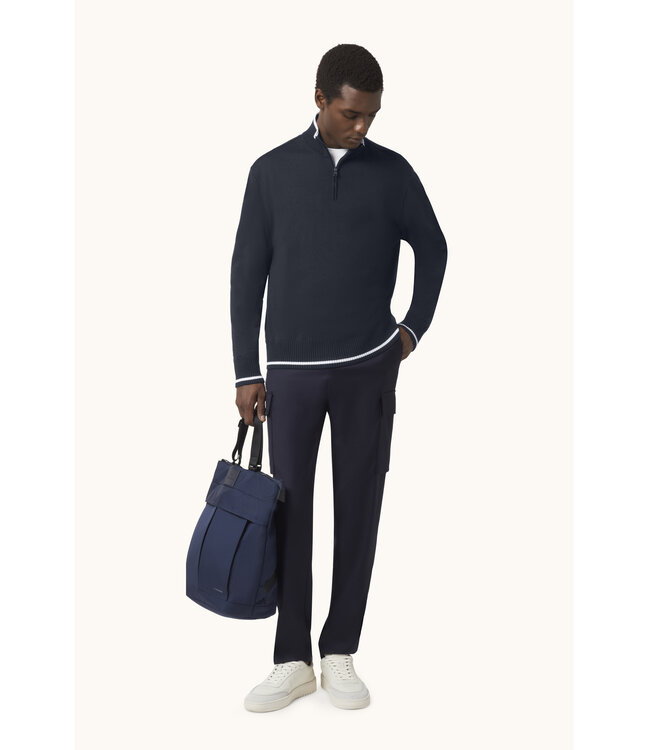 wollen half zip trui marine